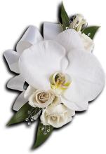 White Orchid and Rose Corsage